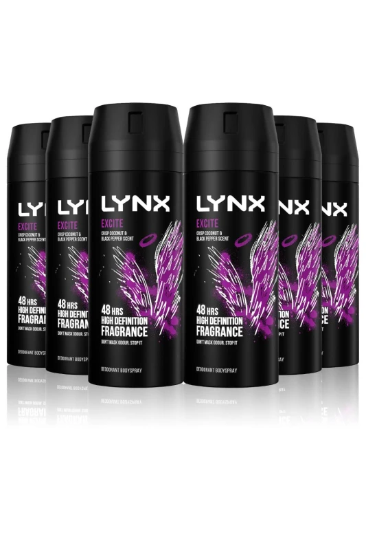 Image of Lynx 'Body Spray' Excite High Definition Deo For Men, 6x150ml Pink male