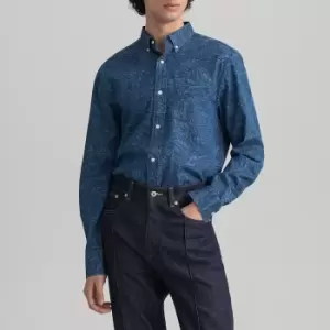 Image of Leaf Print Cotton Shirt in Regular Fit