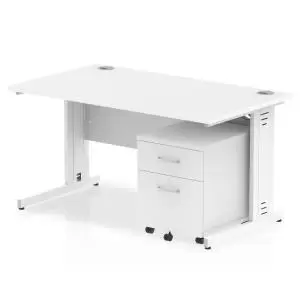 Image of Impulse 1400 x 800mm Straight Office Desk White Top White Cable