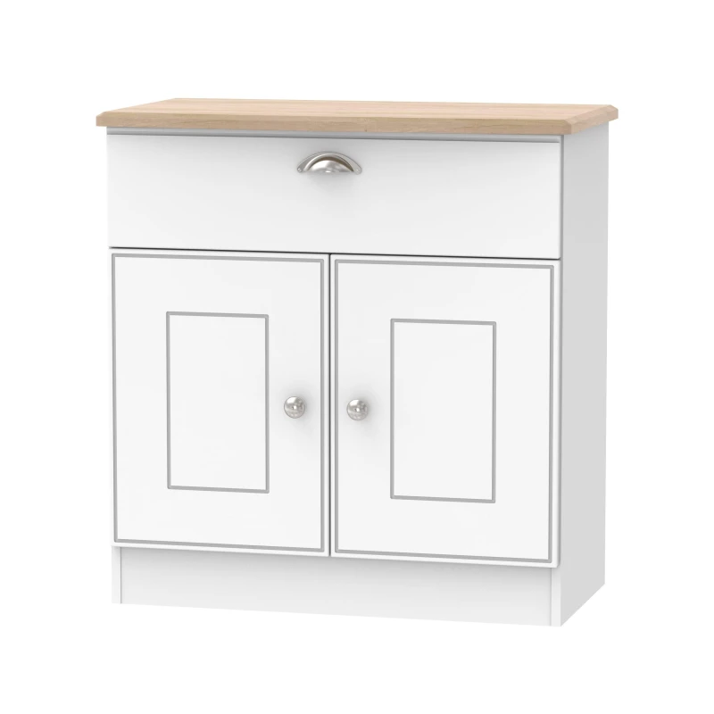 Image of Albert 1 Drawer 2 Door Sideboard In White Ash & Oak (Ready Assembled)