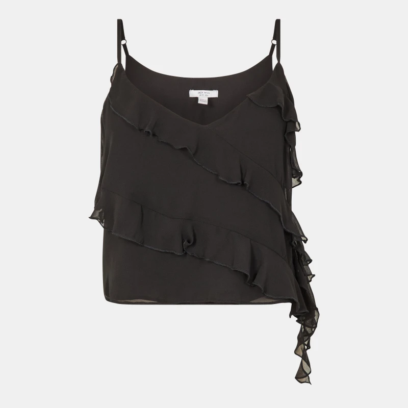 Image of Jack Wills Frill Cami Top - Black 6