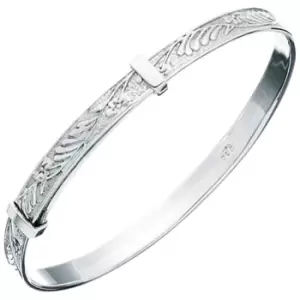 Image of Sterling Silver Patterned Christening Bangle