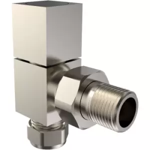 Image of 18 Angled Square Manual Radiator Valve (Pair), 113(H) x 100(W), Chrome, 613701 - Vurtu