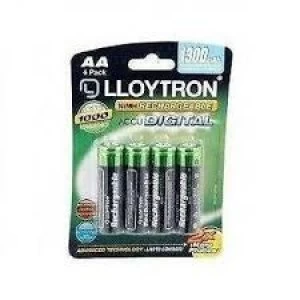 Image of Lloytron B012 Rechargeable Accudigital AA Ni-MH Batteries 1300mAh 4 Pack