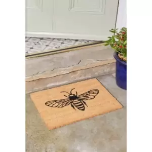 Image of Astley Monochrome Bee Printed Coir Mat