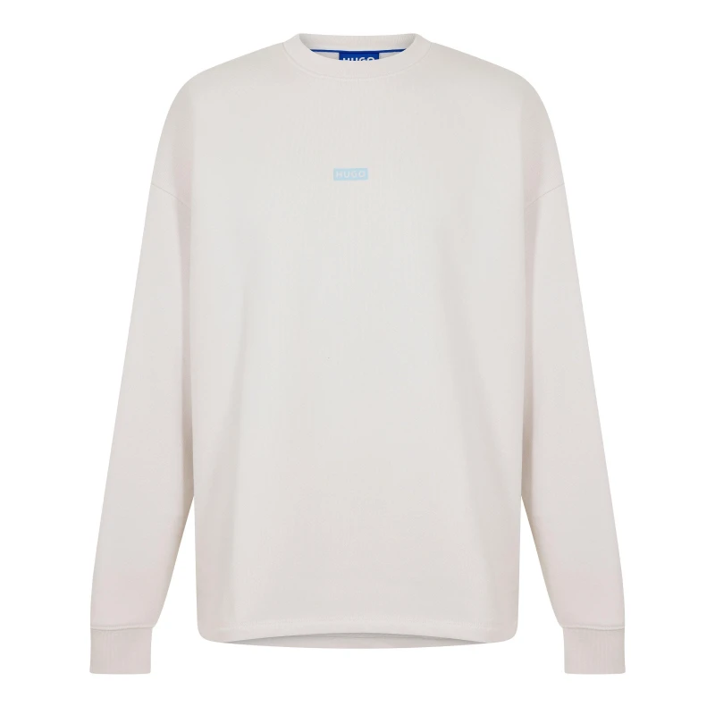 Image of Hugo Mens Naviu Blue Crew Sweatshirt Open White male S