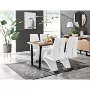 Image of Kylo Brown Wood Effect Dining Table & 4 White Willow Chairs - White