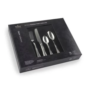Image of Classic Bead Pattern 24 Piece Cutlery Set, 18/0 Stainless Steel, Mirror Finish - Gift Boxed