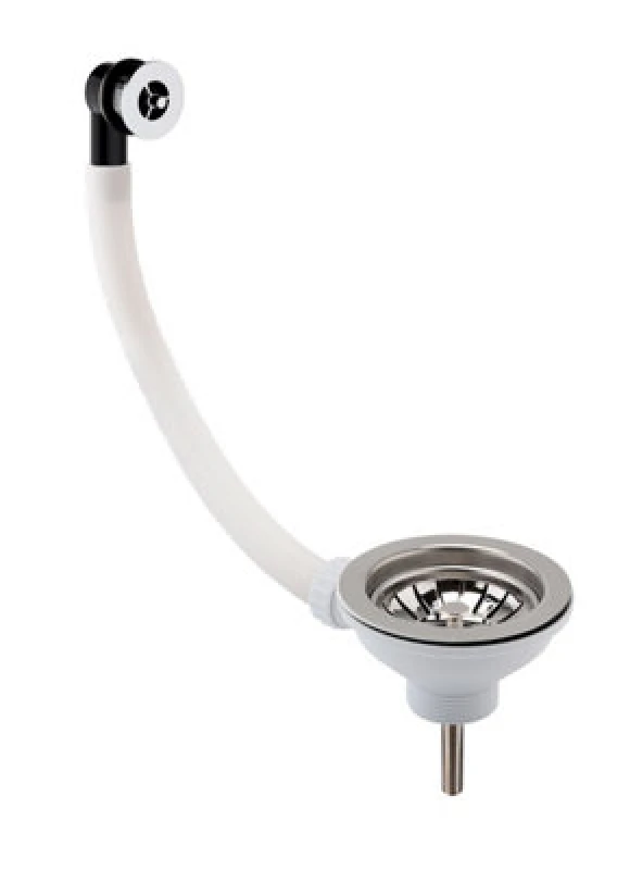 Image of Balterley Fireclay Kitchen Sink Strainer Waste with Overflow Chrome 90mm Silver