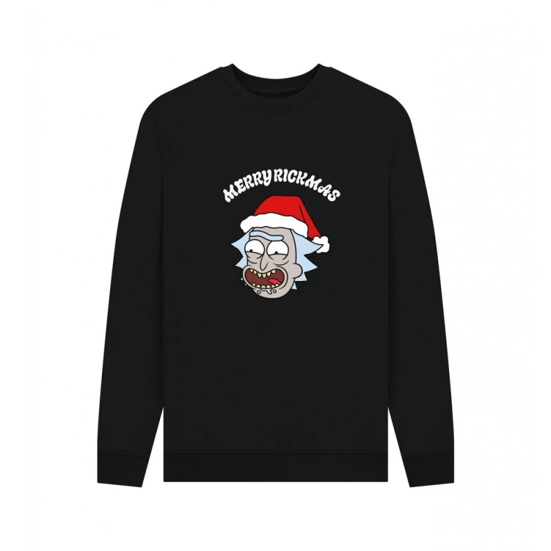 Image of Rick & Morty Mens Merry Rickmas Sweatshirt in Black Size: Small Black Male S