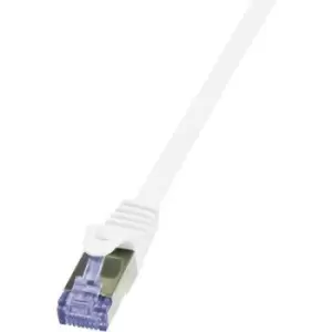 Image of LogiLink CQ3041S RJ45 Network cable, patch cable CAT 6A S/FTP 1.50 m White Flame-retardant, incl. detent