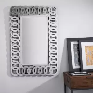 Image of Furniture Box Italian Large Silver Patterned Rectangular Wall Mirror