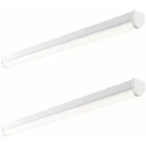 Image of 2 pack 6ft High Lumen Batten Light - 68.5W Cool White LED - Gloss White & Opal