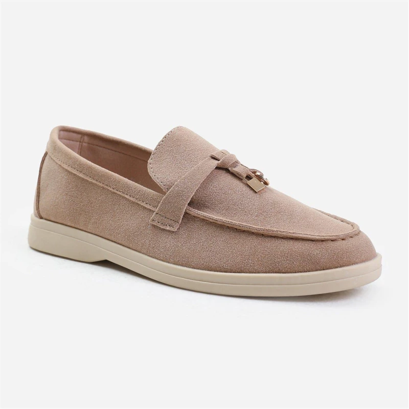 Image of Where's That From 'Pegasus' Slip On Trim Loafers With Accessory Detailing Khaki