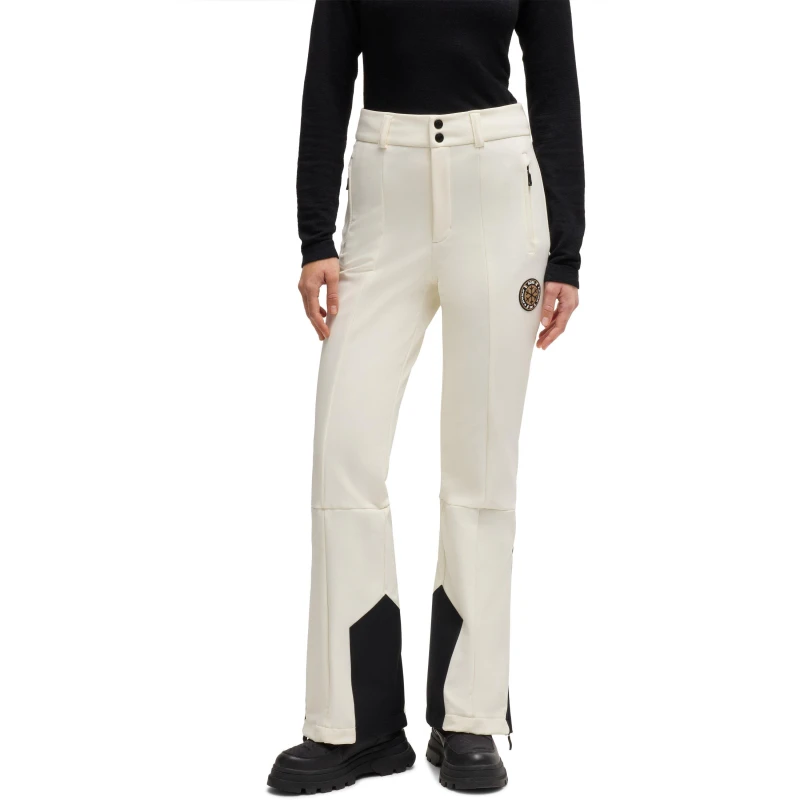 Image of Boss Womens Stretch Straight Leg Trousers Open White female 8 (S)