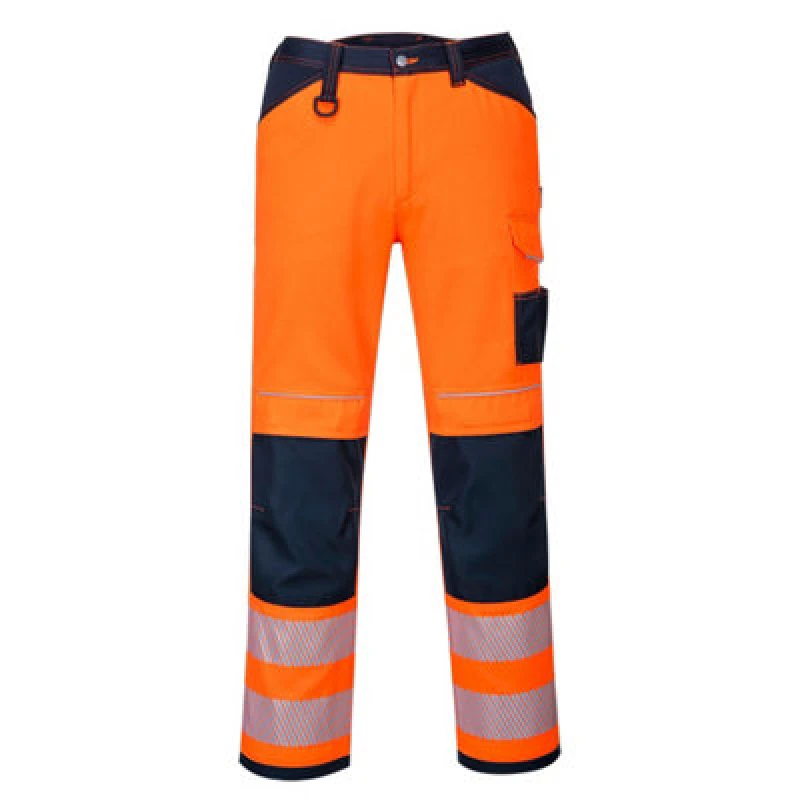 Image of Portwest PW34 Hi Vis Work Trousers PW340ONR28 Colour: Orange / Navy