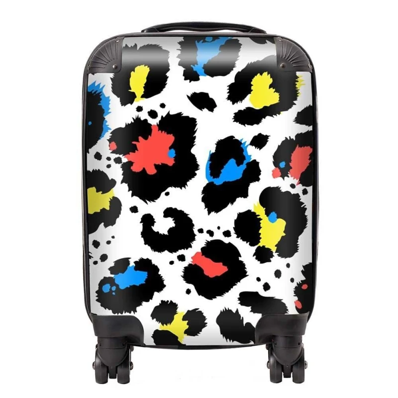 Image of Warren Reed - Designer Coloured Leopard Print Suitcase in Blue Size: Large Blue Unisex Large