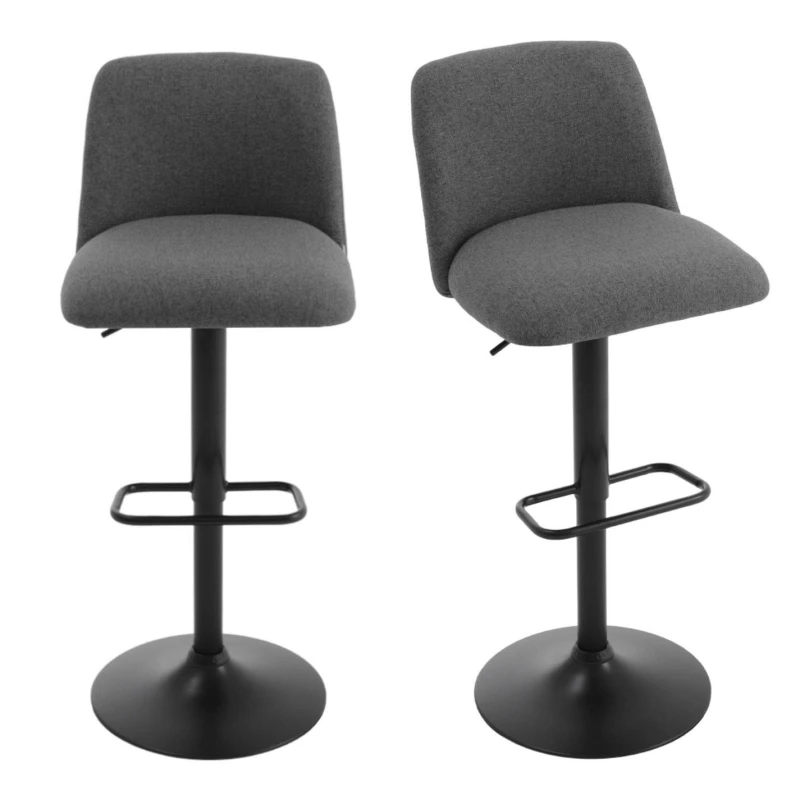 Image of Kabinet UK 2 Set Swivel Counter Bar Stools with Mid Backrest Dark Grey unisex One size