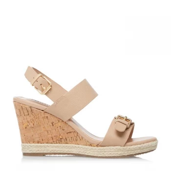 Image of Dune Nude Leather Kendyll' High Wedge Heel Ankle Strap Sandals - 3 - beige