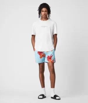 Image of AllSaints Mens Kew Swim Shorts, Cali Blue, Size: L