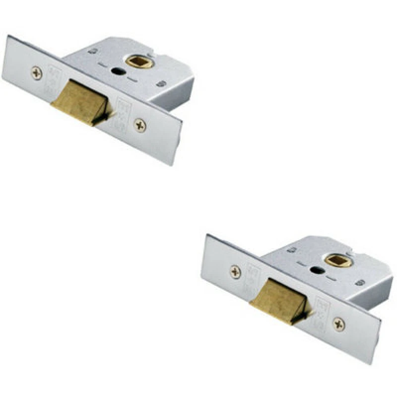Image of Loops 2x 64mm Flat Mortice Door Security Latch Fire Door Rated Satin Chrome Multi unisex