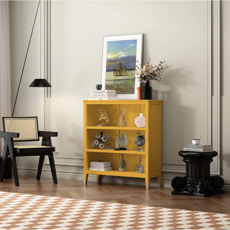Image of Cabinet Bits Palazzi 3 Tier Bookcase H97 W89 D25cm in Mustard Mustard Unisex