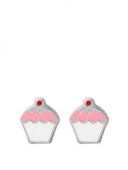 Image of The Love Silver Collection Sterling Silver Enamel Cupcake Stud Earrings