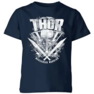 Image of Marvel Thor Ragnarok Thor Hammer Logo Kids T-Shirt - Navy - 9-10 Years