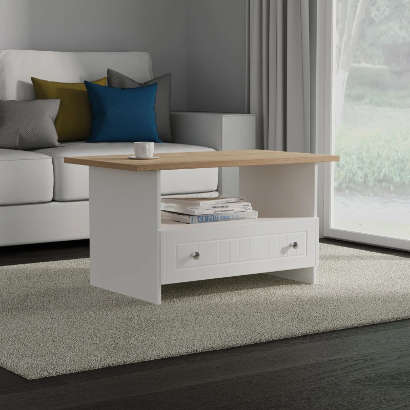 Image of Ready Assembled 2 U Norton Bottom Drawer Coffee Table (Ready Assembled) in White Size: Medium White Unisex Medium