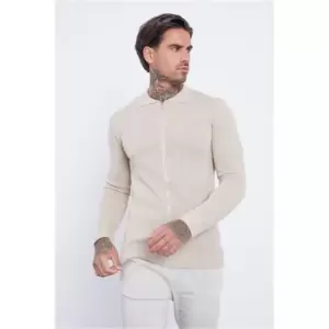 Image of I Saw It First Stone Knitted Zip Through Long Sleeve Top - Brown