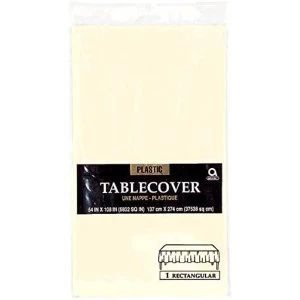 Image of amscan Creme Plastic Table cover 137 x 274 cm