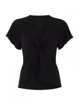 Image of Free People Cap Sleeve Just A Twist Choker T Shirt Black