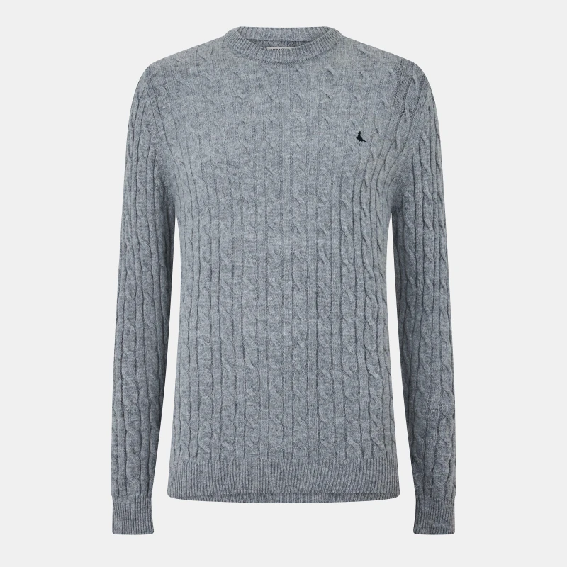 Image of Jack Wills Jack Marlow Merino Wool Blend Cable Knitted Jumper Men Grey 09 male XS