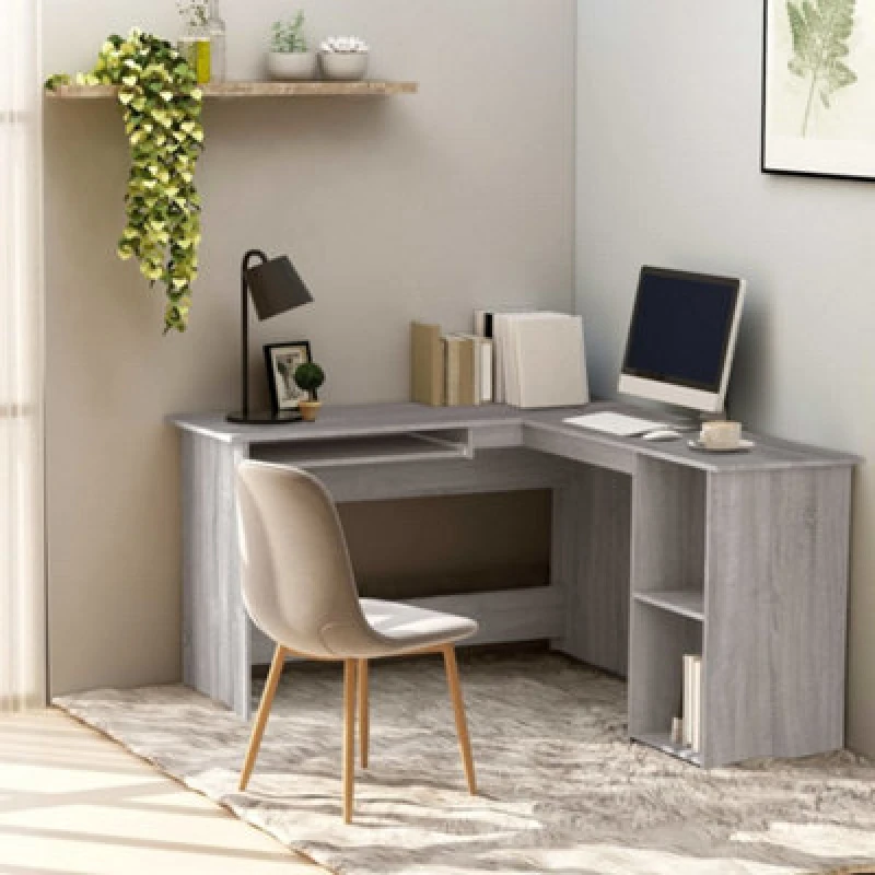 Image of Vidaxl Corner Desk Grey Sonoma 120X140X75cm Engineered Wood, Grey 815385