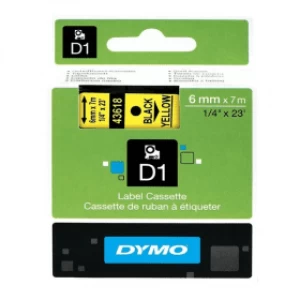 Image of Dymo 43618 Black on Yellow Label Tape 6mm x 7m