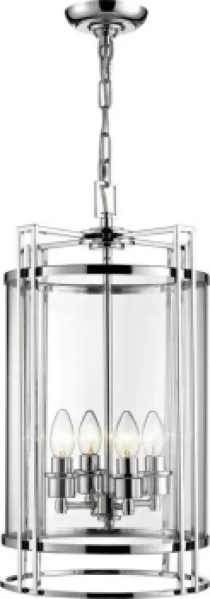 Image of Eaton Ceiling Pendant Lantern 4 Light Polished Chrome, Glass
