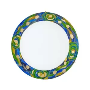 Image of 14kolarz - Design ceiling lamp SERENA 24 Carat Gold 2 bulbs, blue shade