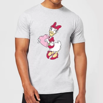 Image of Disney Daisy Duck Love Heart Mens T-Shirt - Grey - XS - Grey