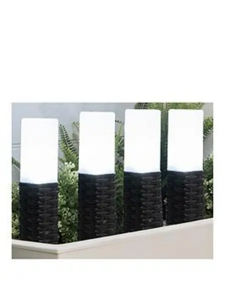 Image of Streetwize Set of 4 Solar Rattan Effect Light - Size H26cm