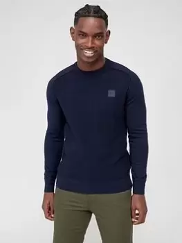 Image of BOSS Kesom Knitted Jumper - Dark Blue, Dark Blue, Size 2XL, Men