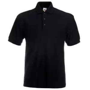 Image of Fruit Of The Loom Mens 65/35 Heavyweight Pique Short Sleeve Polo Shirt (XL) (Black)