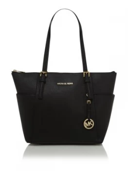 Image of Michael Kors Jet set travel small ziptop tote bag Black