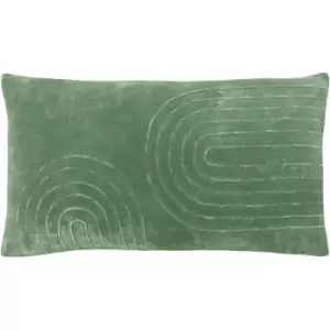 Image of Mangata Linear Pleated 100% Cotton Cushion Cover, Eucalyptus, 30 x 60 Cm - Furn