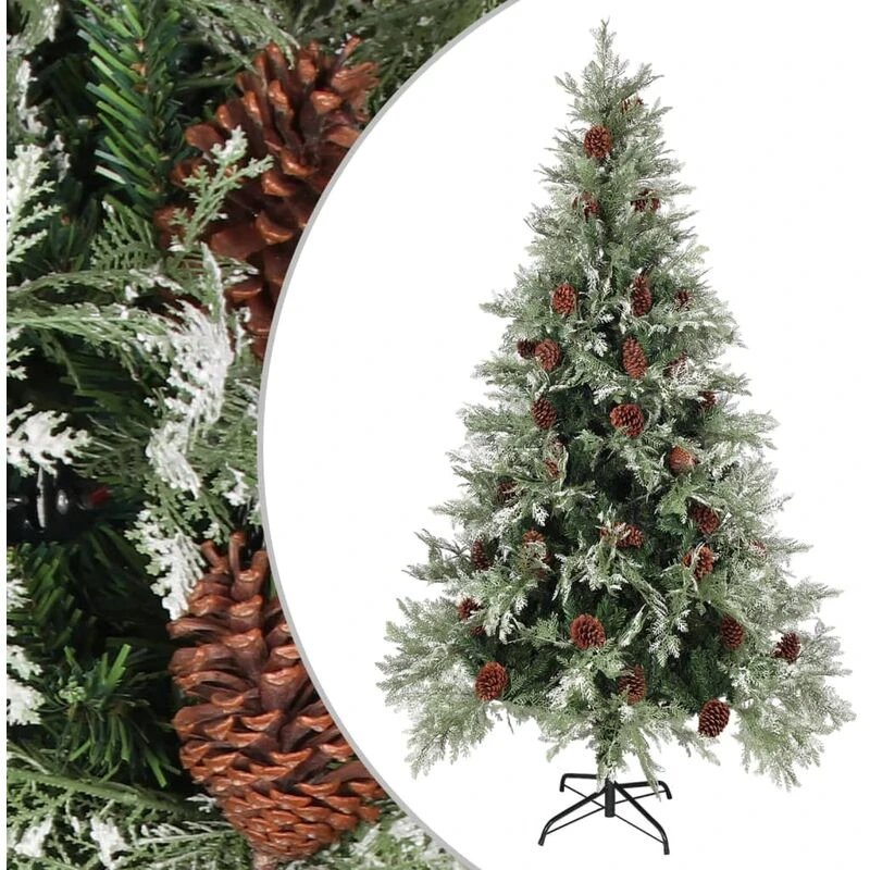 Image of VIDAXL Vidaxl - Christmas Tree with Pine Cones Green and White 195cm pvc&pe 8720286767122