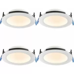 Image of 4 pack Anti-Glare Recessed IP65 Ceiling Downlight - 15W cct LED - Matt White