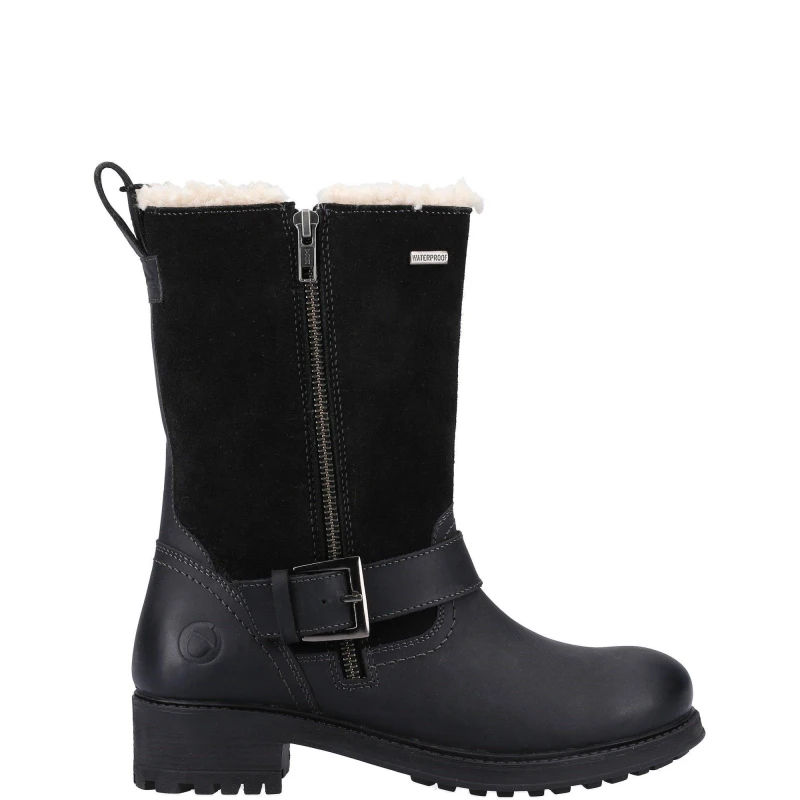 Image of Cotswold Womens Alverton Waterproof Zip Up Mid Calf Biker Boots - UK 3 Black female GDE2695BLK3