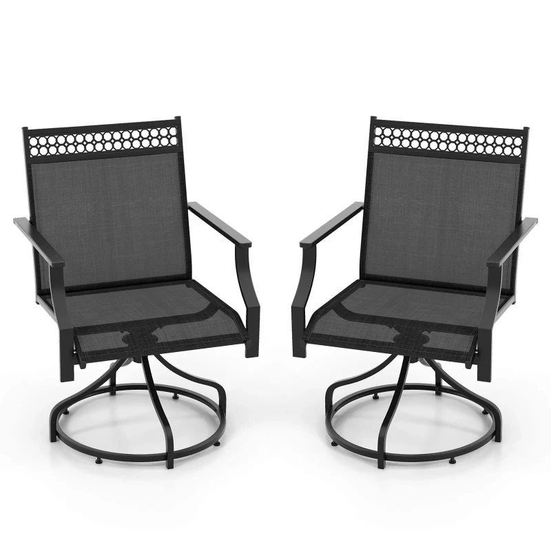 Image of COSTWAY Patio Swivel Dining Chairs Set of 2 Patio Chairs Outdoor Bistro Chairs Grey