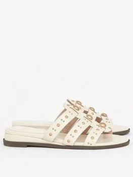 Image of Evans Extra Wide Fit Studded Sliders - Ivory