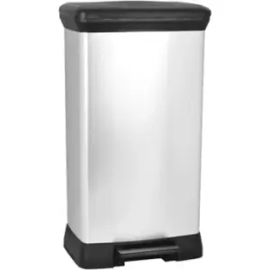 Image of Pedal Bin Deco Rectangular 50L Silver Curver - Silver