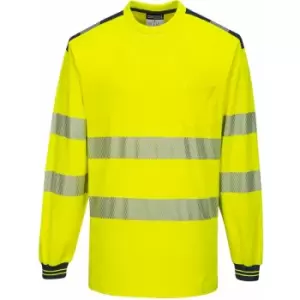 Image of Portwest T185 - Yellow/Navy 4XL PW3 Hi-Vis T-Shirt Long Sleeved Reflective - Yellow/Navy